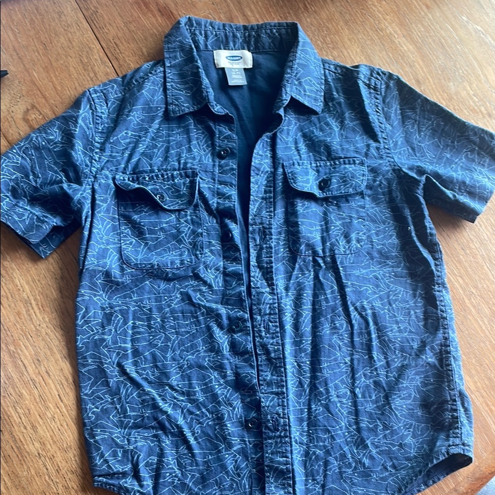 Shark Print  Button Down Shirt Classic Collar